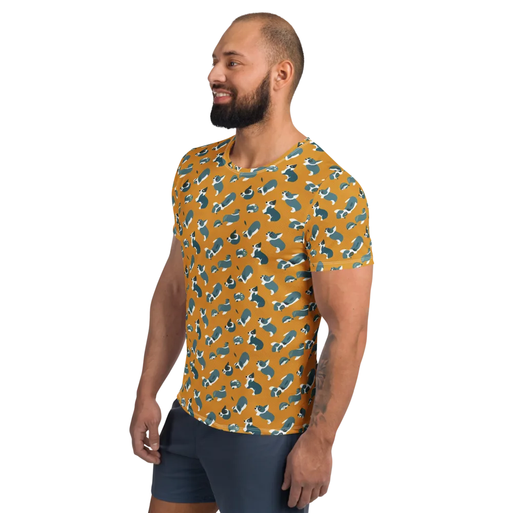 Mustard Prowl on Men's Athletic T-Shirt — Left