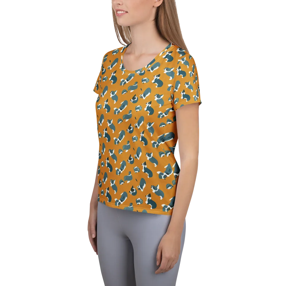 Mustard Prowl on Women's Athletic T-Shirt — Left