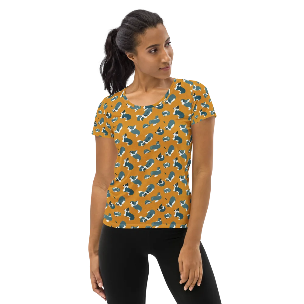 Mustard Prowl on Women's Athletic T-Shirt — Front