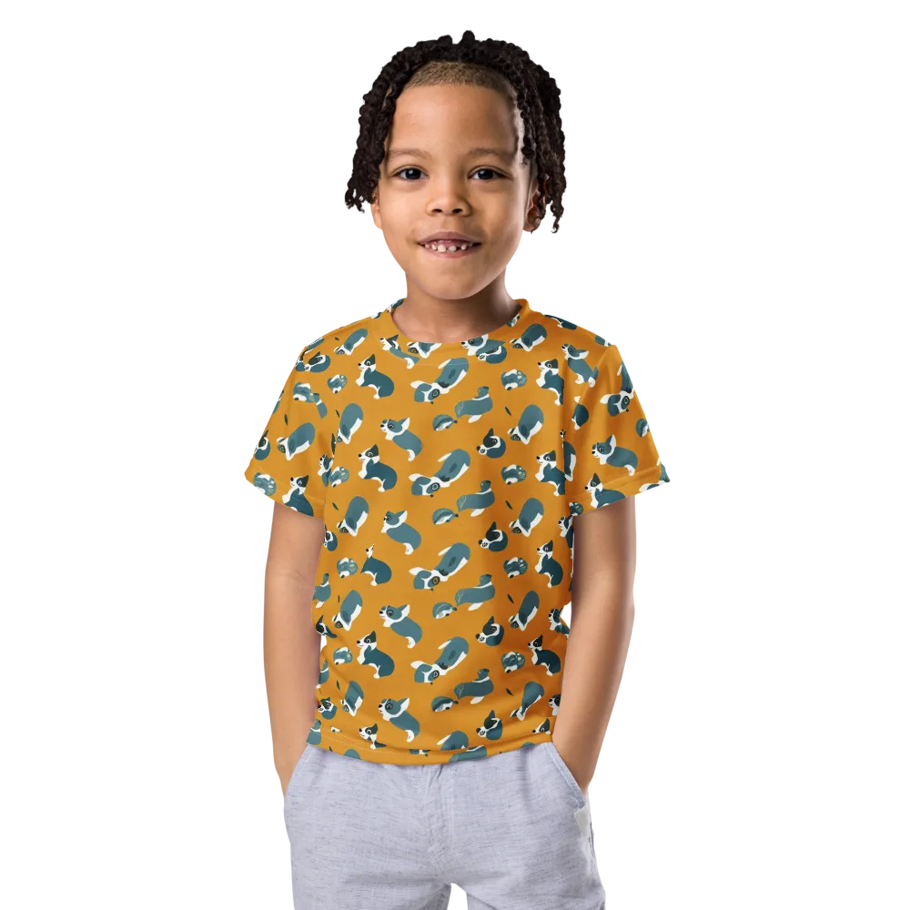 Mustard Prowl on Kids Crew Neck T-Shirt — Front