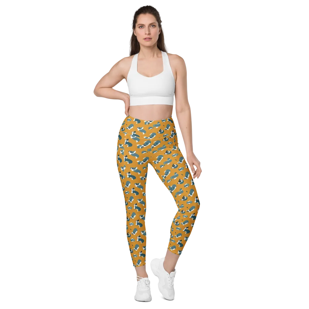 Mustard Prowl on Leggings with Pockets — Front