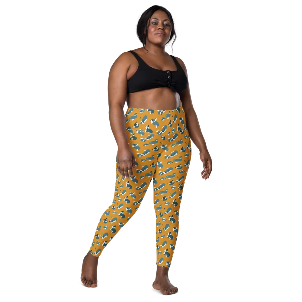 Mustard Prowl on Leggings with Pockets — Front
