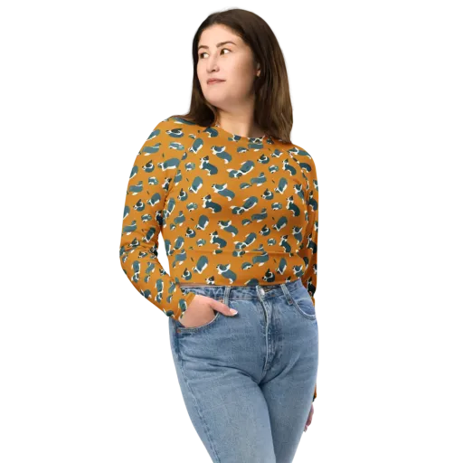 Mustard Prowl on a Long Sleeve Crop Top