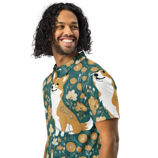 Marigold Corgi on a Men's Slim Fit Polo Shirt