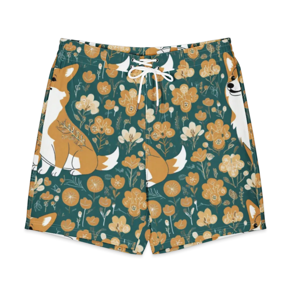 Marigold Corgi on Men's Board Shorts — Front