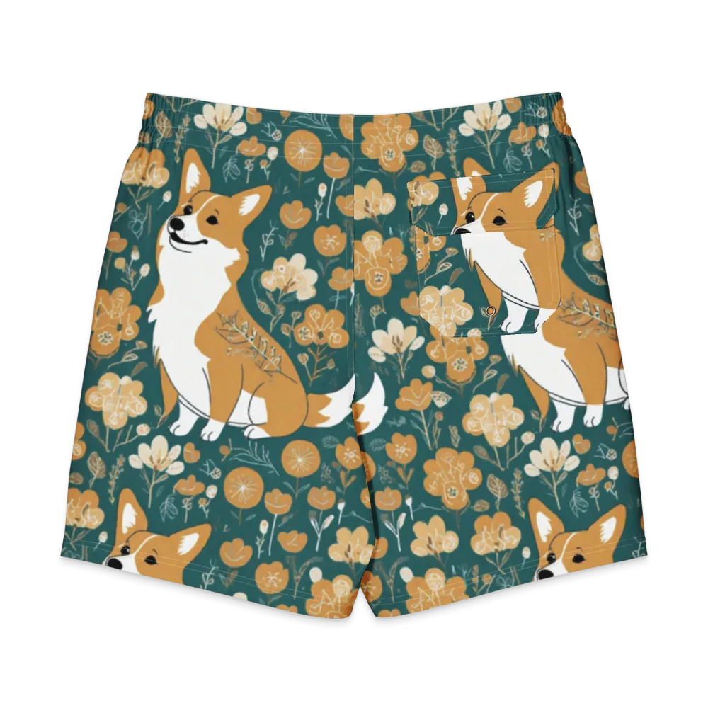 Marigold Corgi on Men's Board Shorts — Back