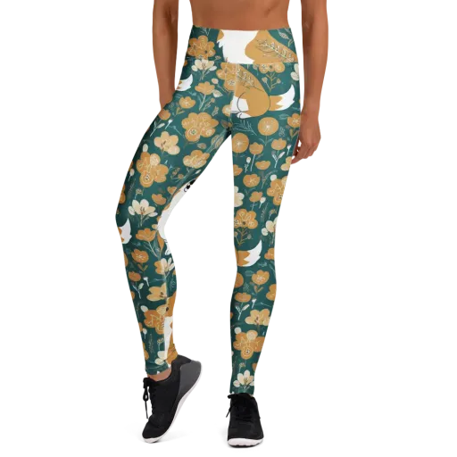 Marigold Corgi on a Yoga Leggings
