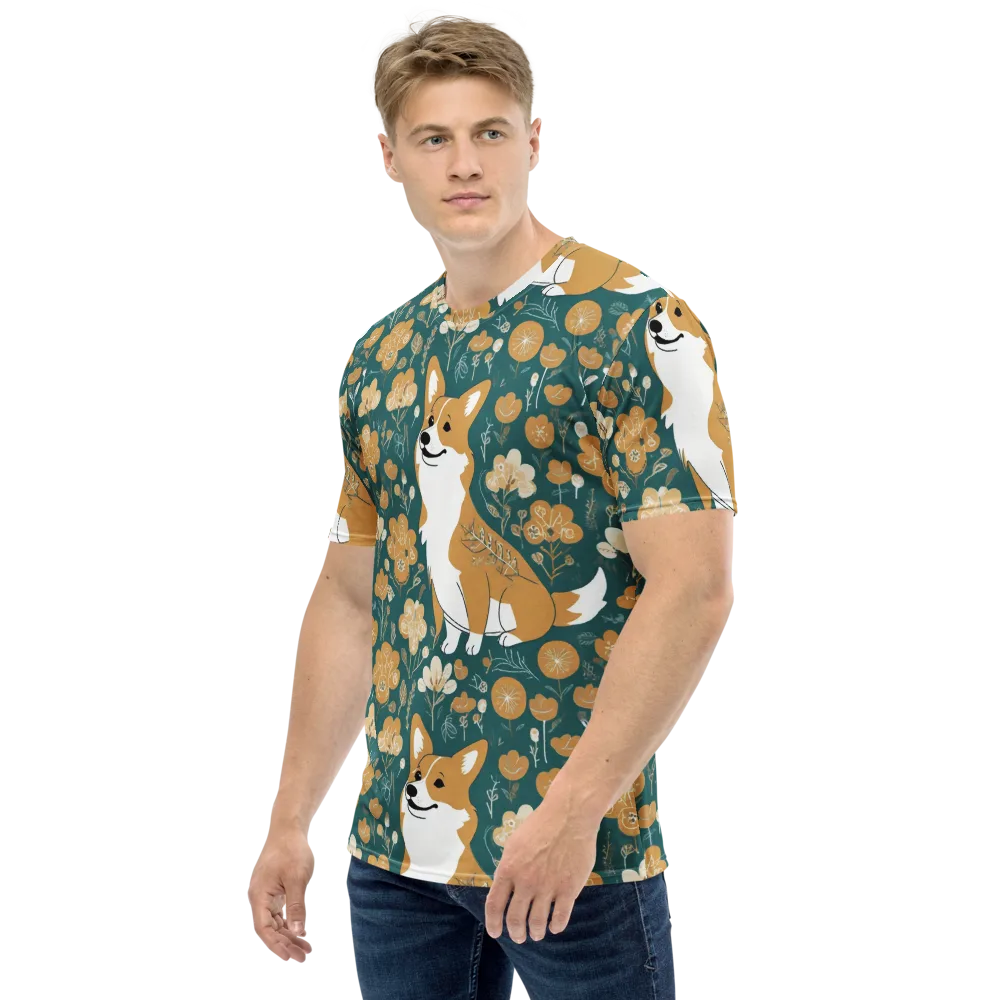 Marigold Corgi on Men's Crew Neck T-Shirt — Left
