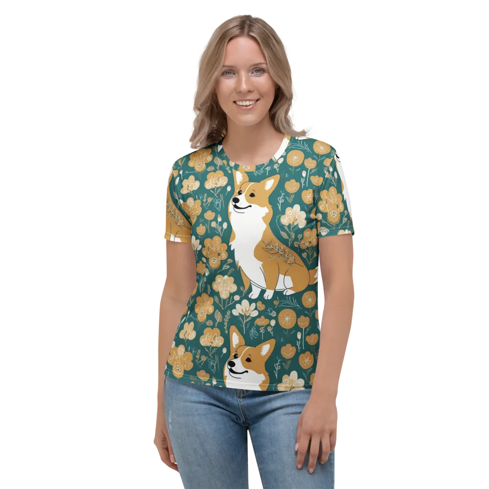 Marigold Corgi on Women's Crew Neck T-Shirt — Front
