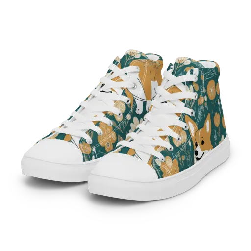 Marigold Corgi on a Women's High Top Canvas Shoes