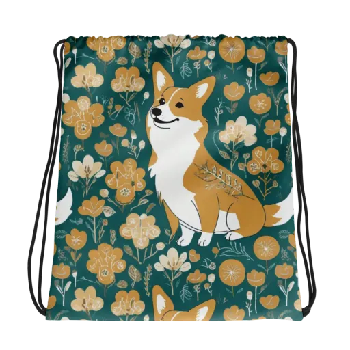 Marigold Corgi on a Drawstring Bag