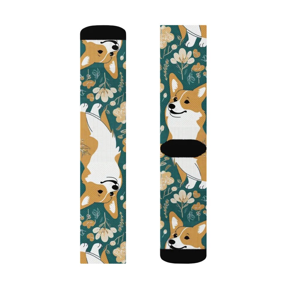 Marigold Corgi on Socks — Right Sock