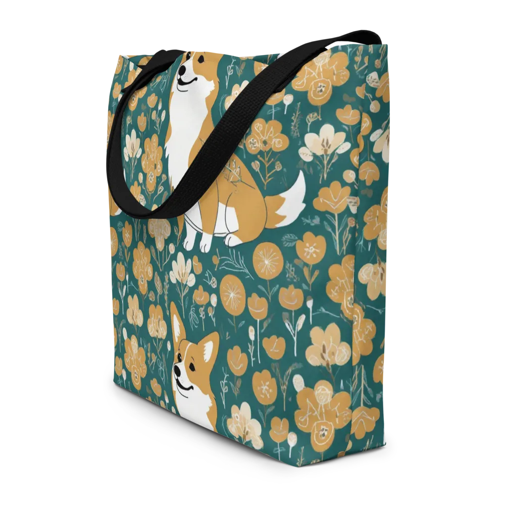 Marigold Corgi on Large Tote Bag W/ Pocket — Front
