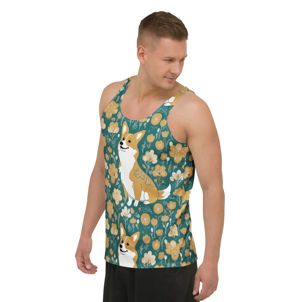 Marigold Corgi on Men's Tank Top — Left Front