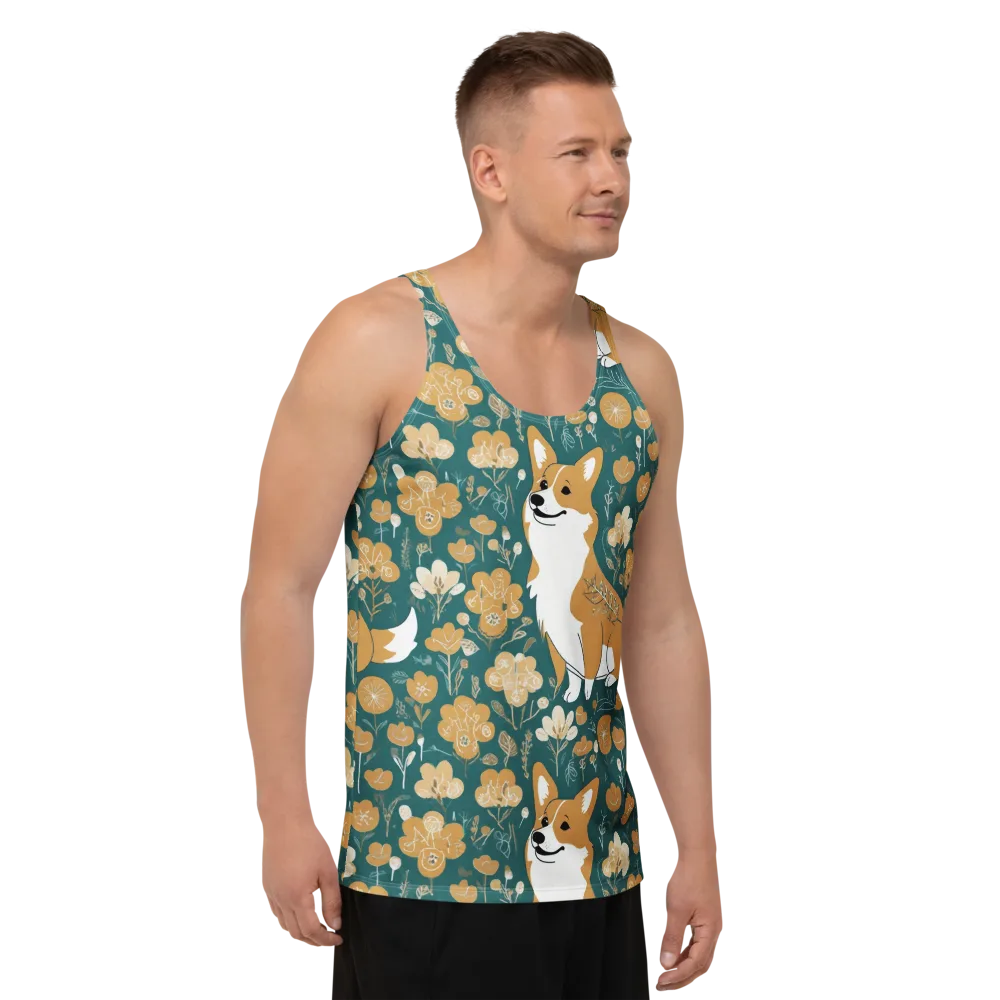 Marigold Corgi on Men's Tank Top — Right Front
