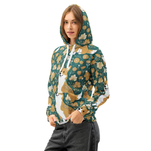 Marigold Corgi on a Cotton Hoodie