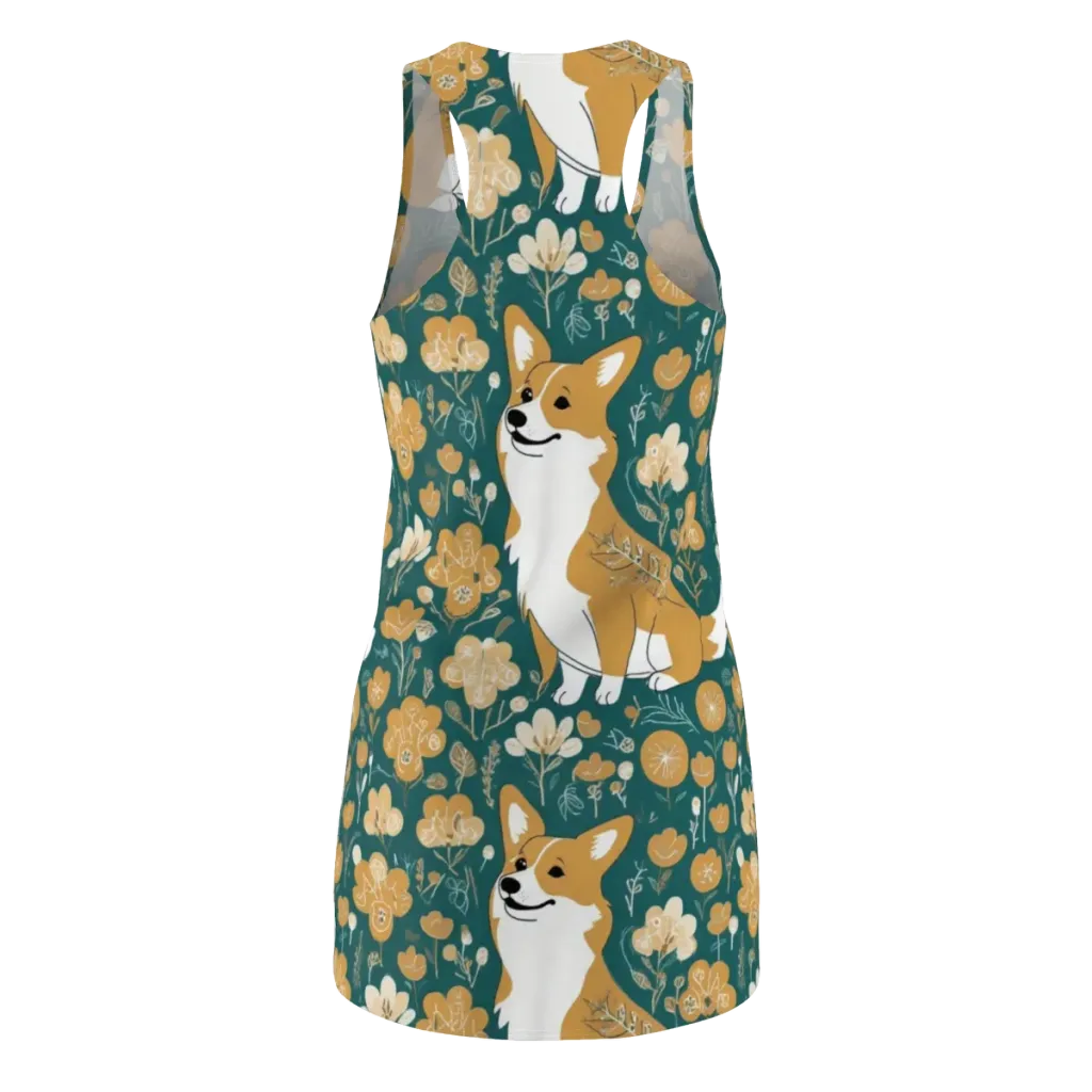 Marigold Corgi on Racerback Dress — Back