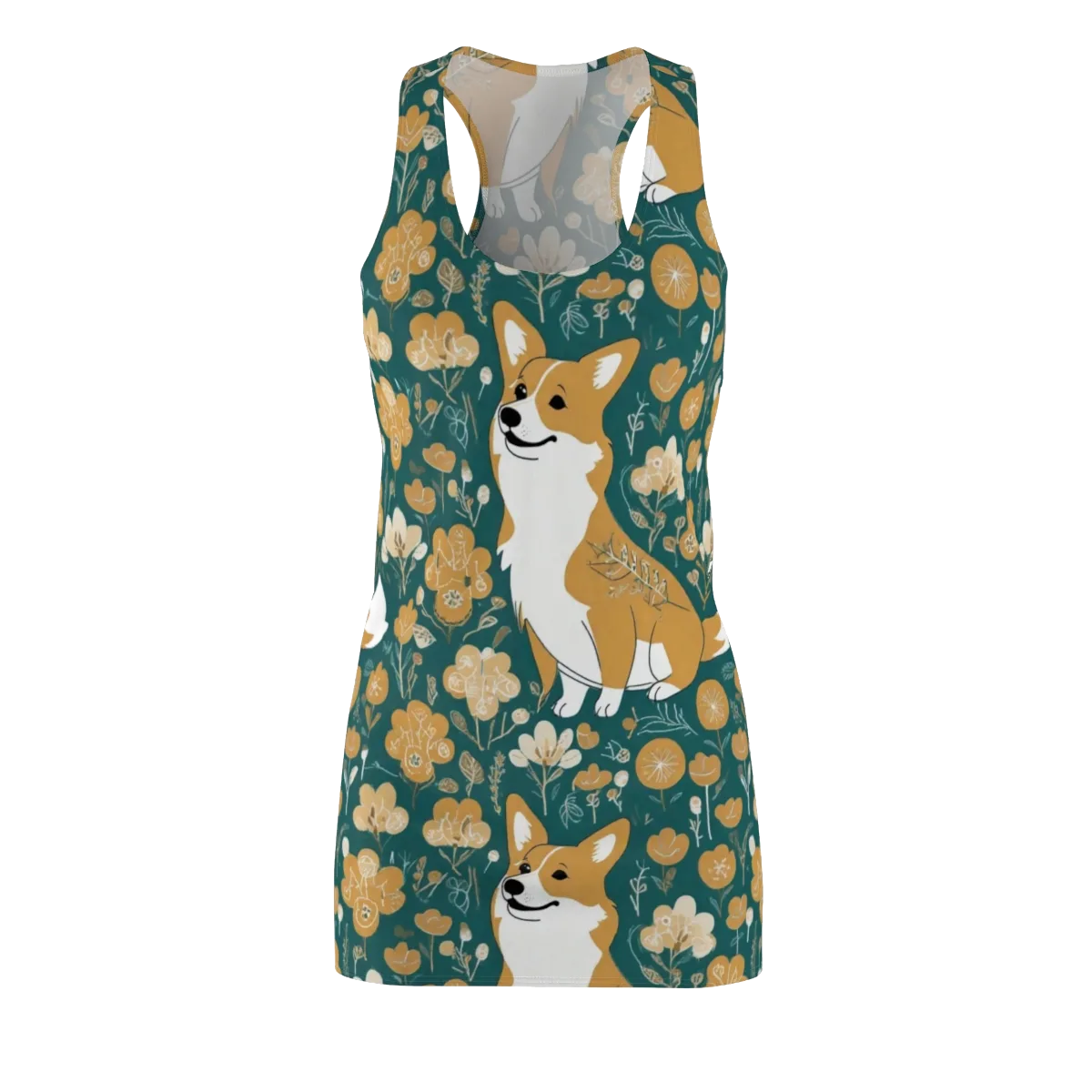 Marigold Corgi on Racerback Dress — Front