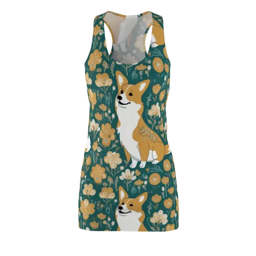 Marigold Corgi on a Racerback Dress
