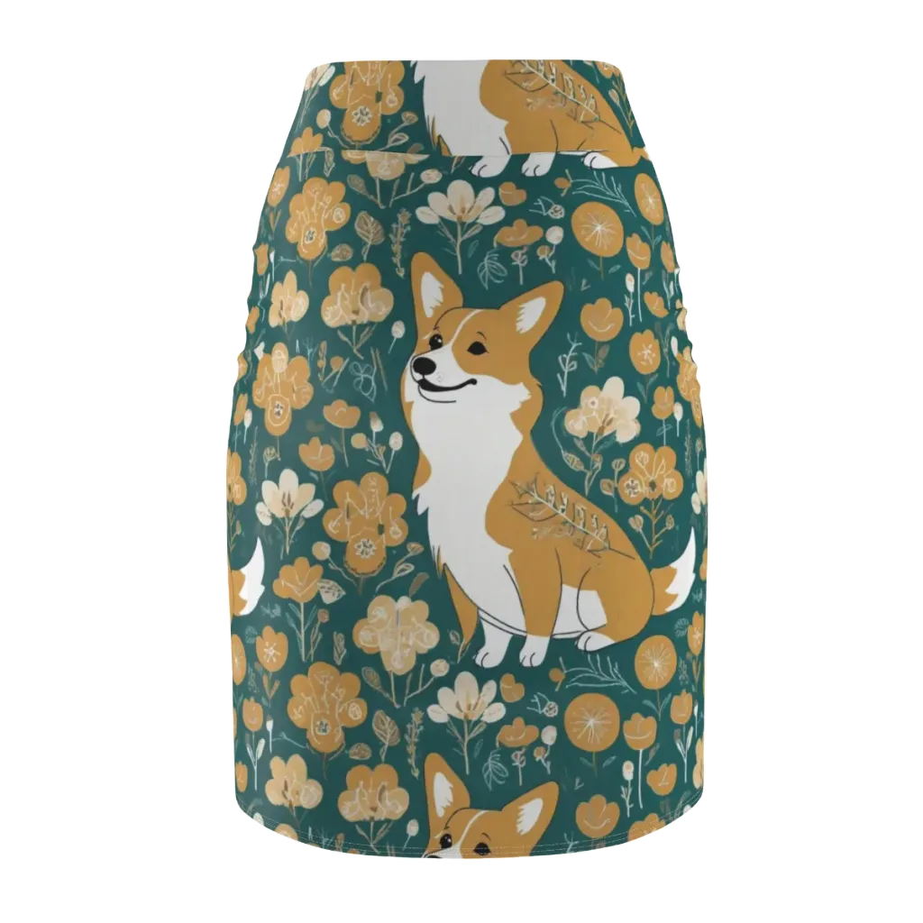 Marigold Corgi on Pencil Skirt — Back