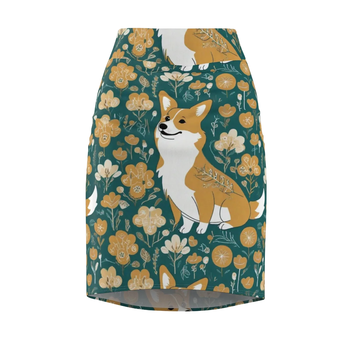 Marigold Corgi on Pencil Skirt — Front