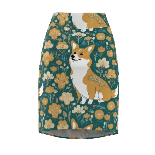 Marigold Corgi on a Pencil Skirt