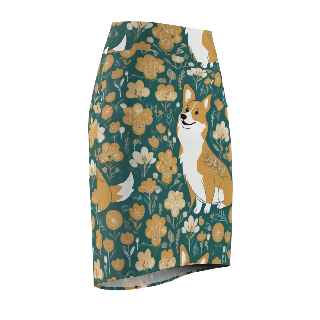 Marigold Corgi on Pencil Skirt — Front Side