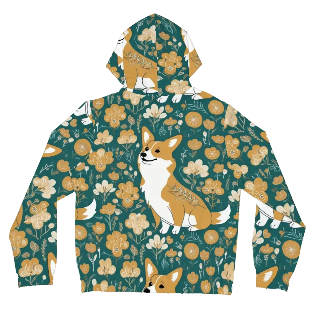 Marigold Corgi on Women's Full-Zip Hoodie — Back