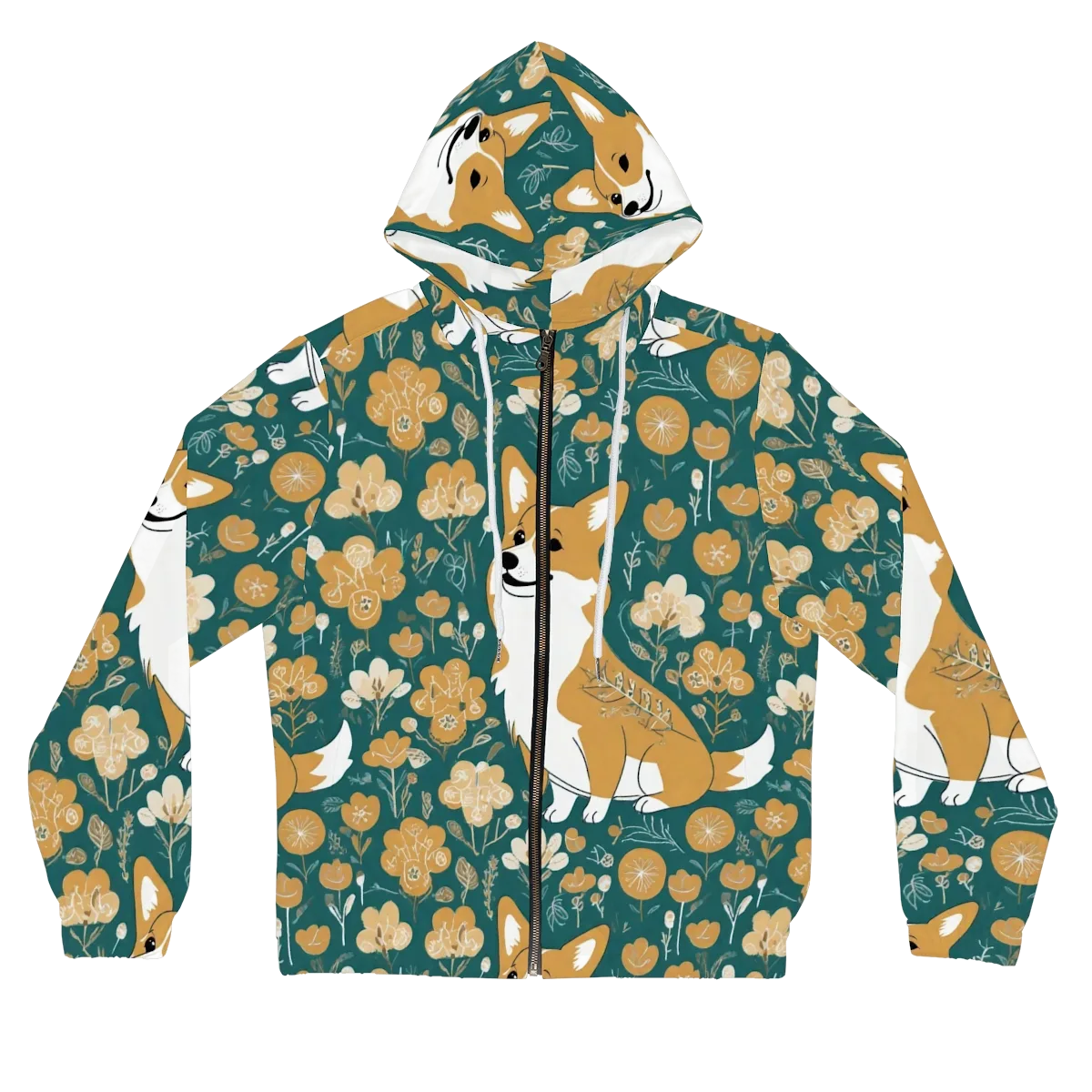 Marigold Corgi on Women's Full-Zip Hoodie — Front