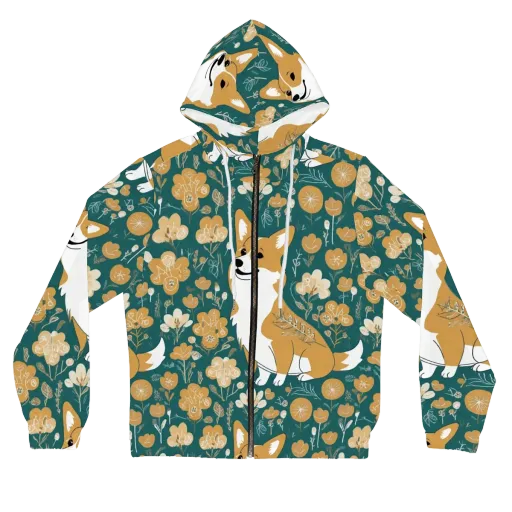 Marigold Corgi on a Women's Full-Zip Hoodie