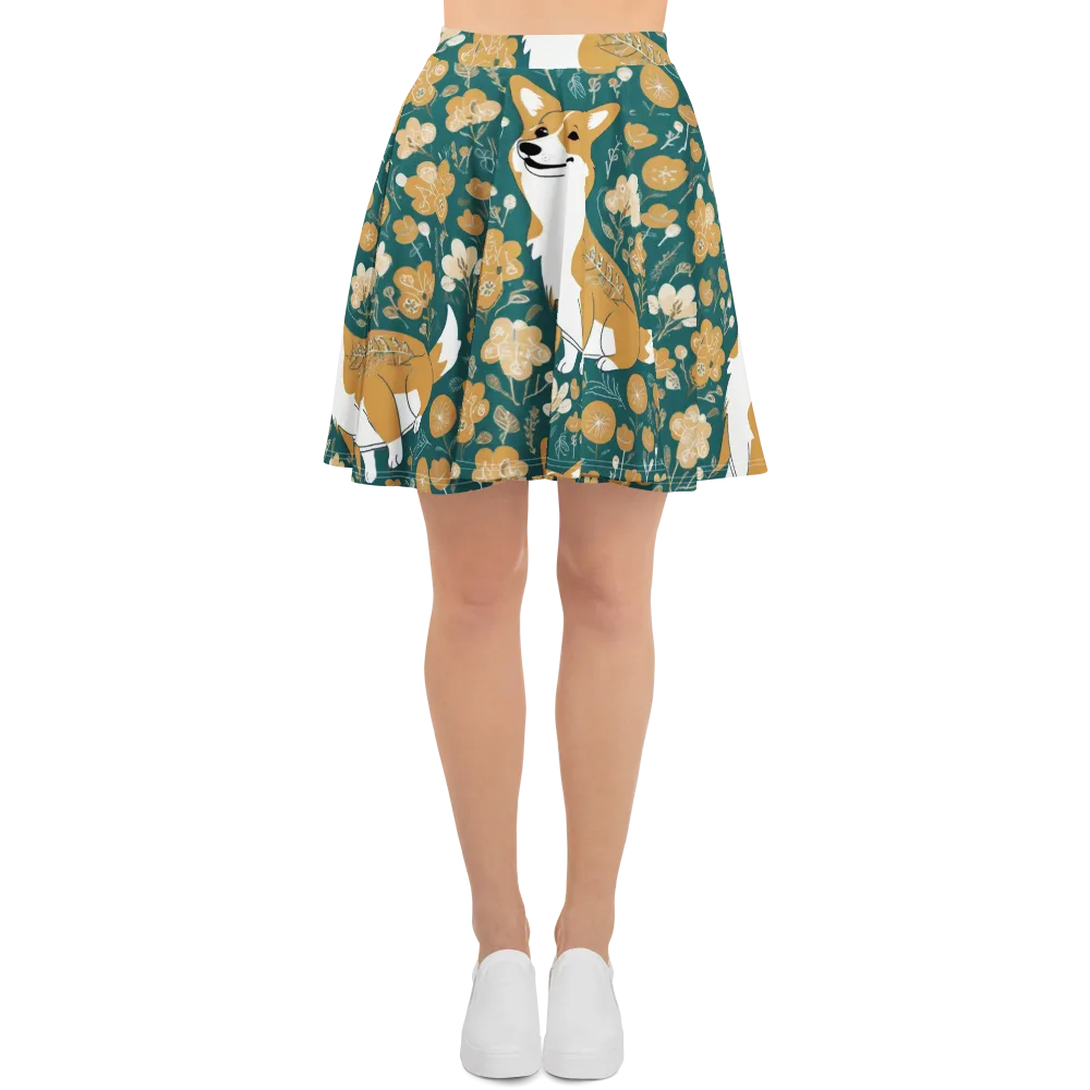 Marigold Corgi on Skater Skirt — Front