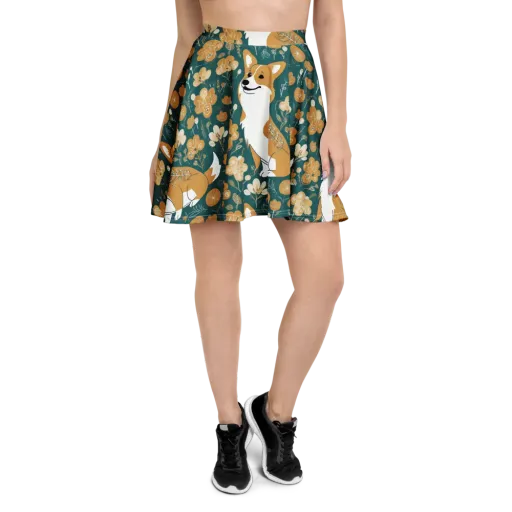 Marigold Corgi on a Skater Skirt