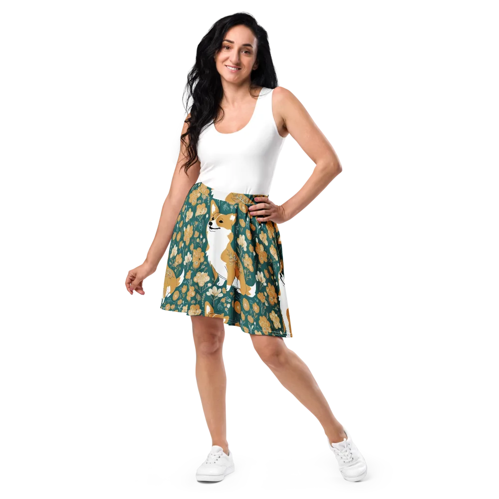 Marigold Corgi on Skater Skirt — Front
