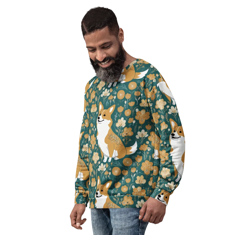 Marigold Corgi on Sweatshirt — Left Front