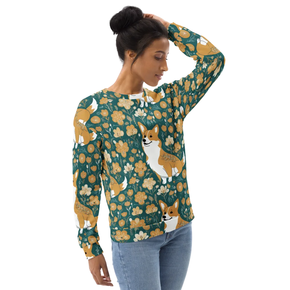 Marigold Corgi on Sweatshirt — Right Front