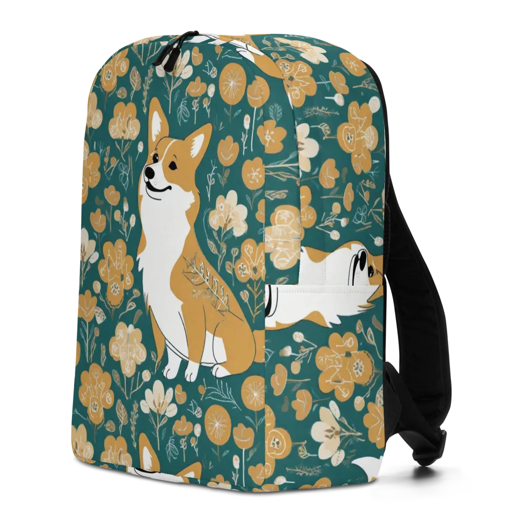 Marigold Corgi on Minimalist Backpack — Left