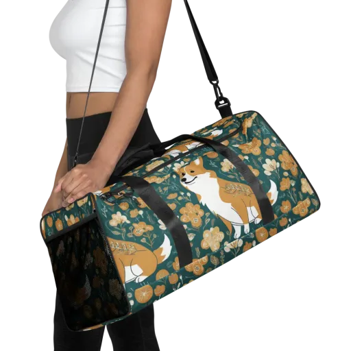 Marigold Corgi on a Duffle Bag