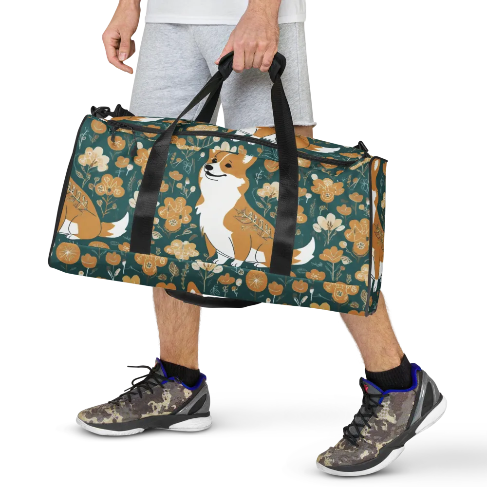 Marigold Corgi on Duffle Bag — Front