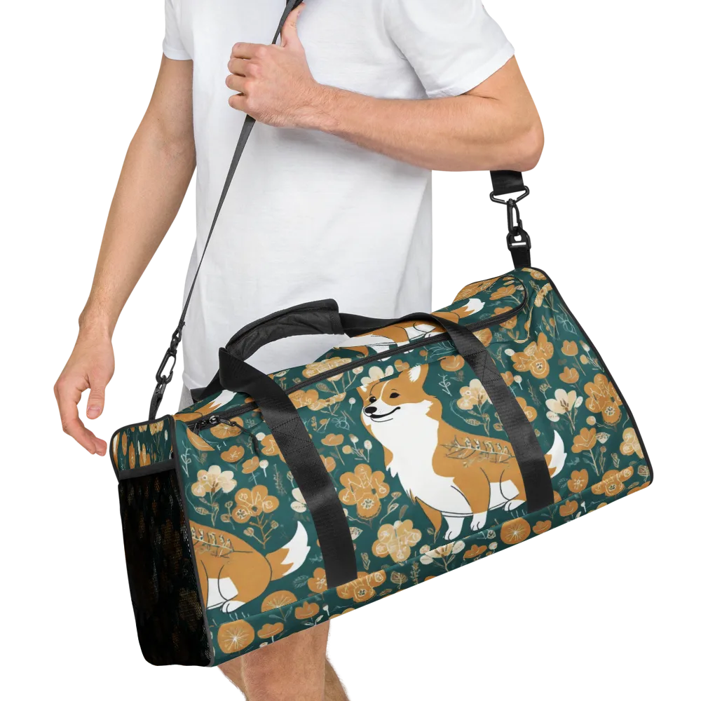 Marigold Corgi on Duffle Bag — Right Front