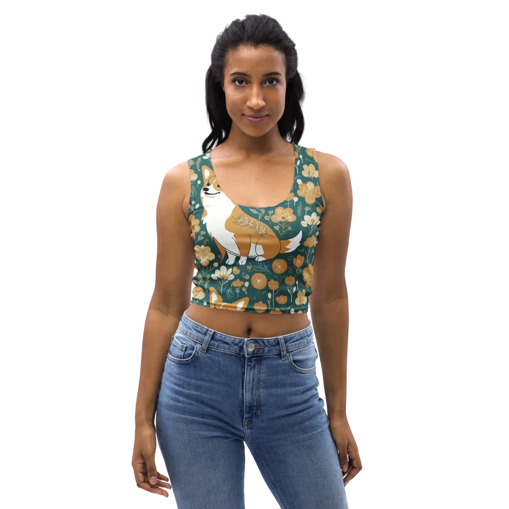 Marigold Corgi on Crop Top — Front