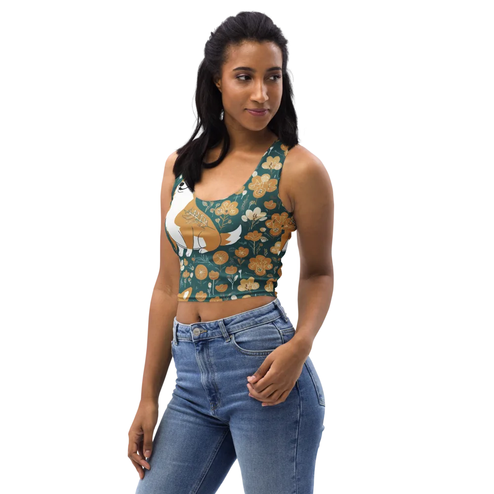 Marigold Corgi on Crop Top — Left Front