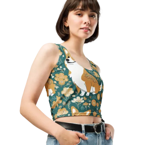 Marigold Corgi on a Crop Top