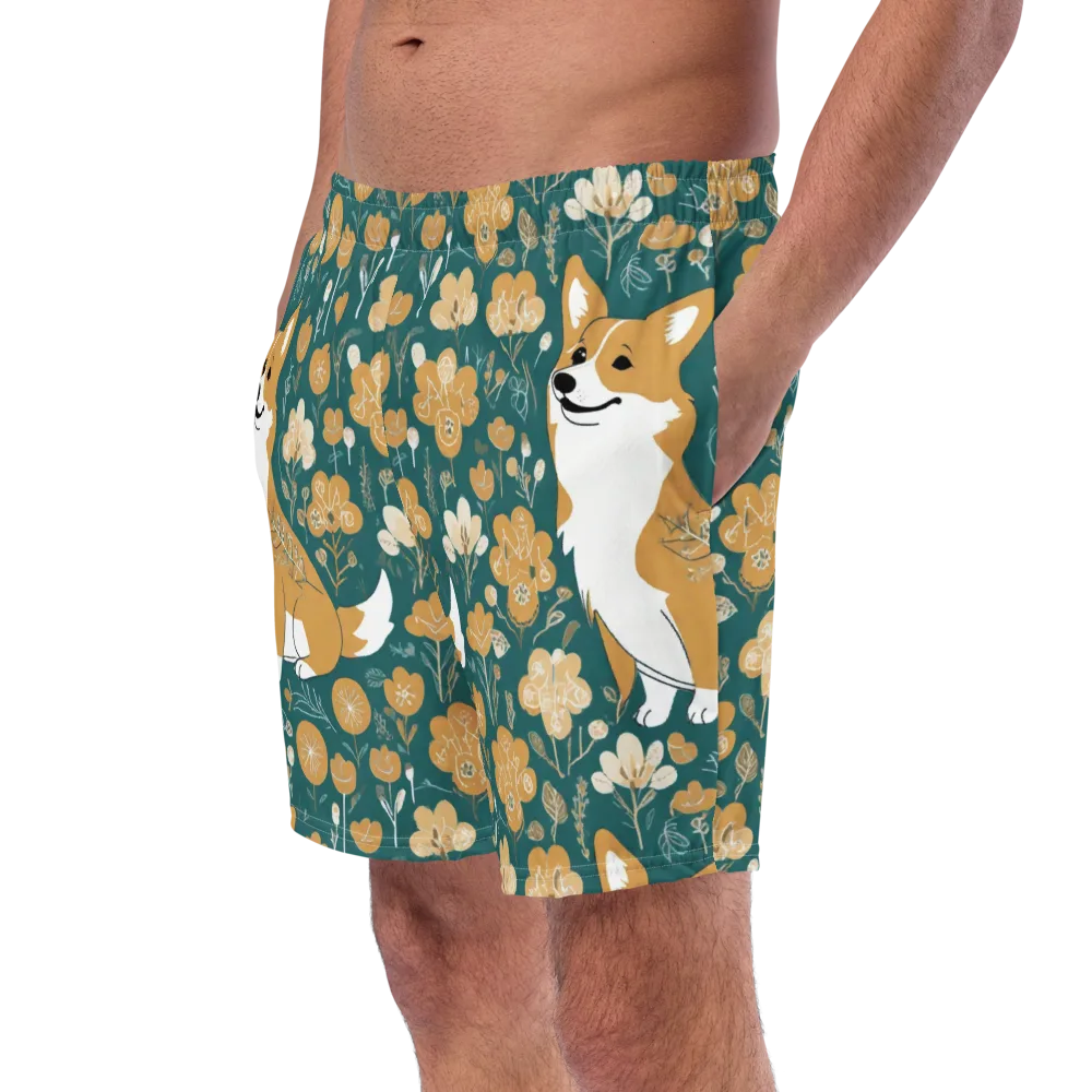 Marigold Corgi on Swim Trunks — Left Front