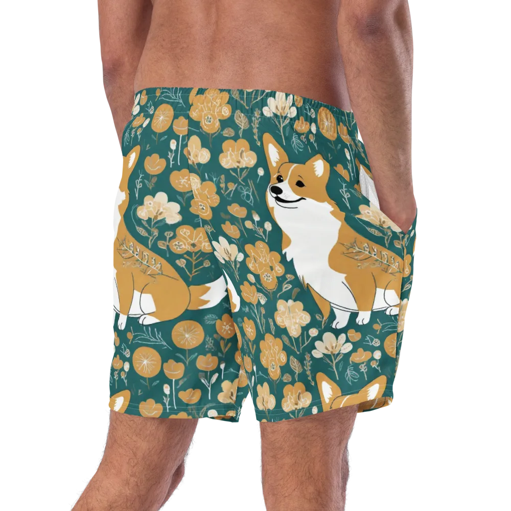 Marigold Corgi on Swim Trunks — Right Back