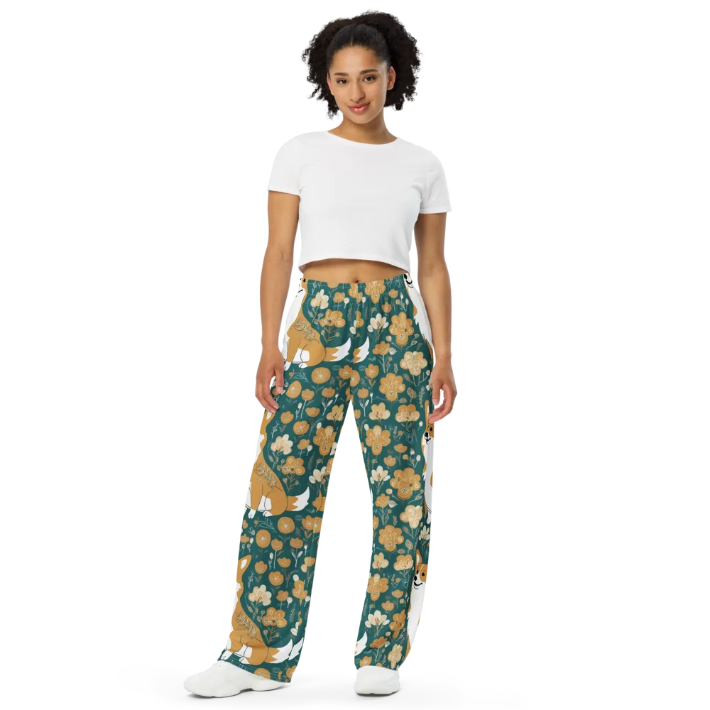 Marigold Corgi on Wide-Leg Pants — Front