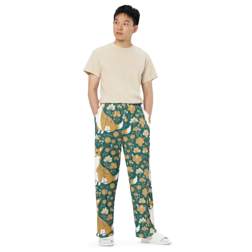 Marigold Corgi on a Wide-Leg Pants