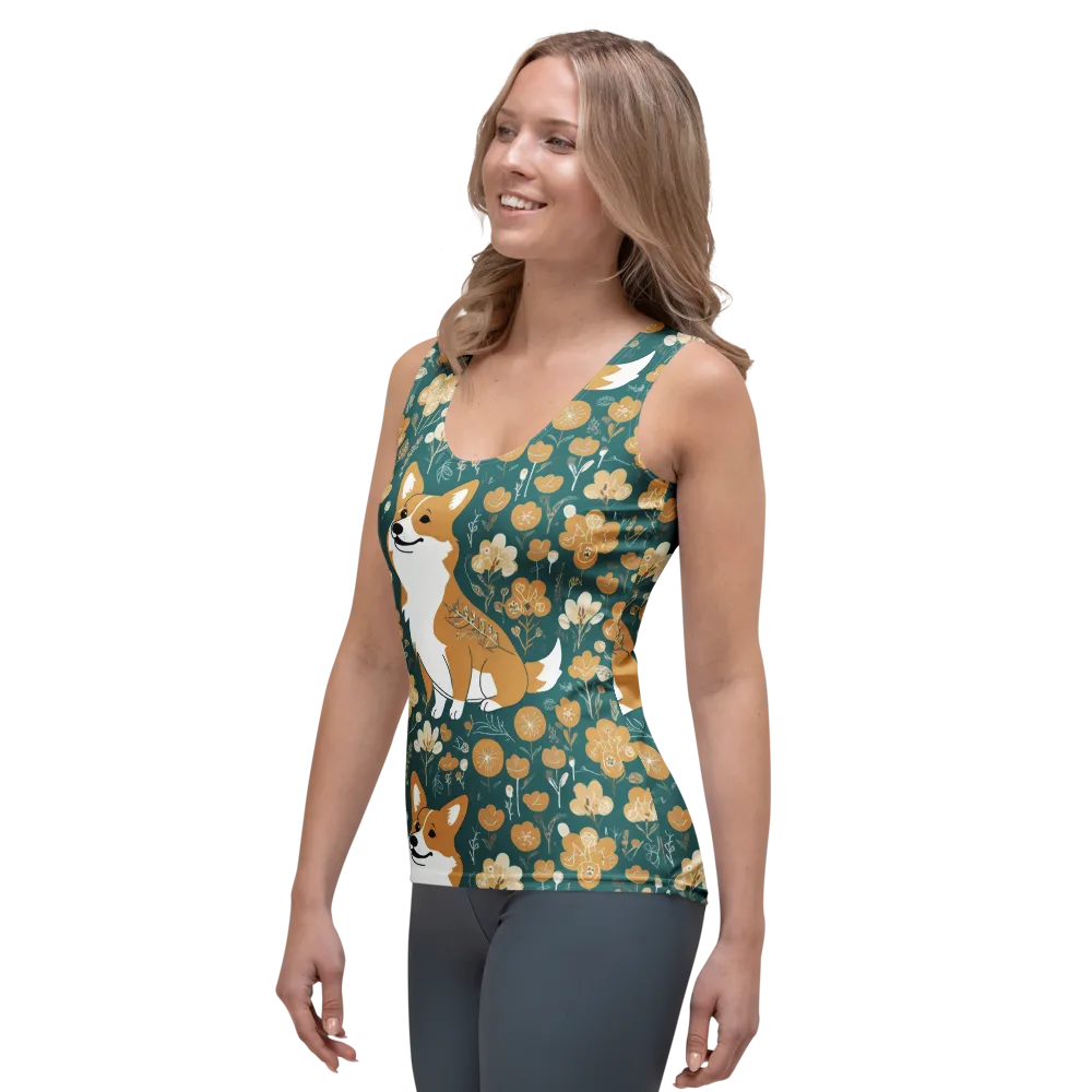 Marigold Corgi on Women's Tank Top — Left Front