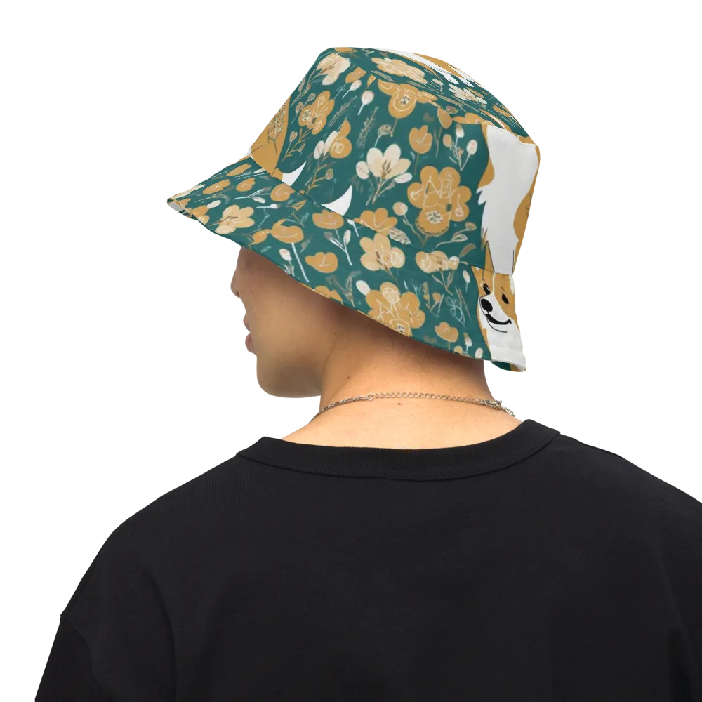 Marigold Corgi on Reversible Bucket Hat — Back Inside