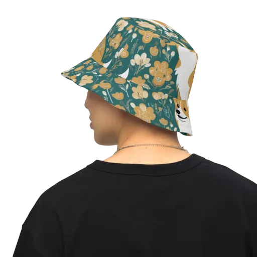 Marigold Corgi on a Reversible Bucket Hat