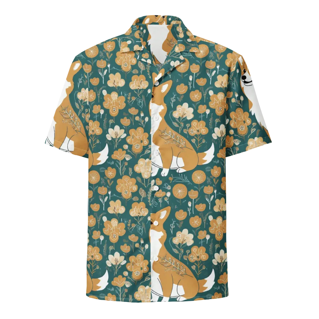 Marigold Corgi on Button Shirt — Front